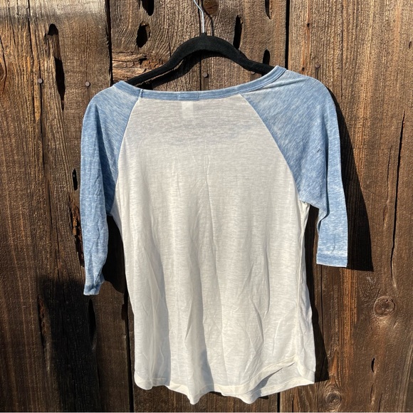 Forever 21 Blue & White Baseball Tee Three Quarter Length Tee Shirt - Picture 2 of 8